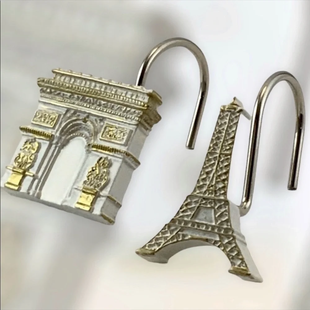 Paris Toothbrush Holder Arc de Triomphe Parisian French Ceramic Decor White Gold